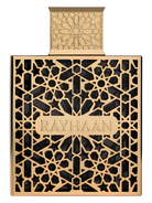 Gold geometric patterned bottle with the name RAYHAAN embossed on the front.