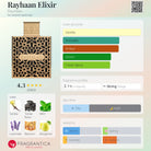 Rayhaan Elixir fragrance bottle with main accords, notes, and fragrance profile details.