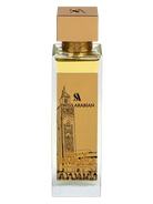 Swiss Arabian Essence of Casablanca Extrait de Parfum bottle with gold accents and a depiction of a mosque.