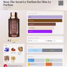Hugo Boss The Scent Parfum for Him fragrance bottle with notes and accords listed.