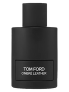 Tom Ford Ombré Leather Eau de Parfum bottle with black matte finish and white text.