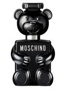 Moschino Toy Boy Eau de Parfum bottle shaped like a black teddy bear.