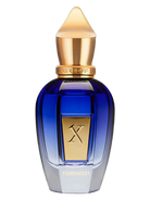 Xerjoff Torino21 Eau de Parfum bottle with blue gradient glass and gold accents.
