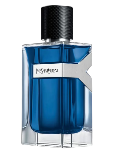 Yves Saint Laurent Y Iced Cologne Eau de Toilette Intense decant bottle with blue liquid and silver Y logo.