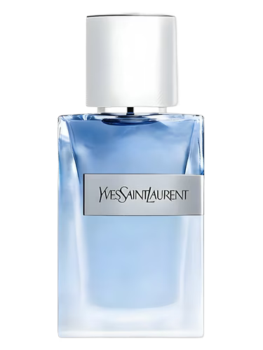 Yves Saint Laurent Y Eau Fraiche EDT bottle with blue liquid and silver label.